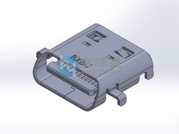 USB4.0连接器Type-C 24Pin弧口 四脚插板SMT 沉板1.45mm 8.88L