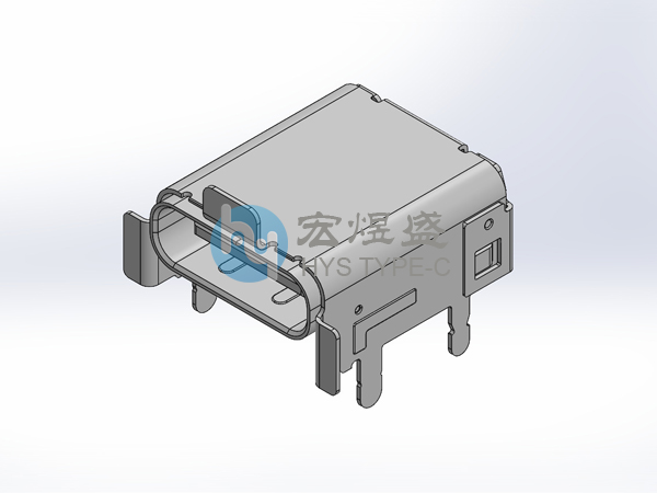Type-C 24P 板上四脚插板DIP+SMT 后盖带四点 CH3.4 带翻边 11.1L针长1.8/2.0