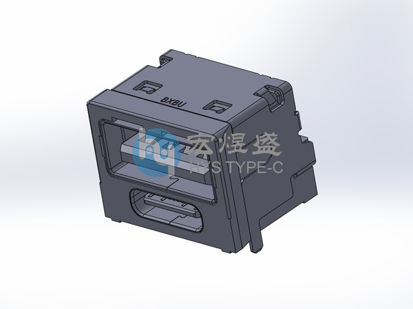 TYPE C母座16PIN与USB2.0 A+C88W双层90度 二合一 12.2L