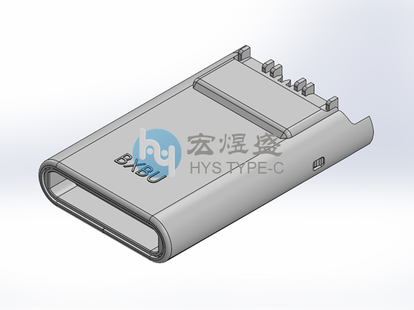 USB4.0 Type-c公头12P 立式两脚插板SMT 11.9L