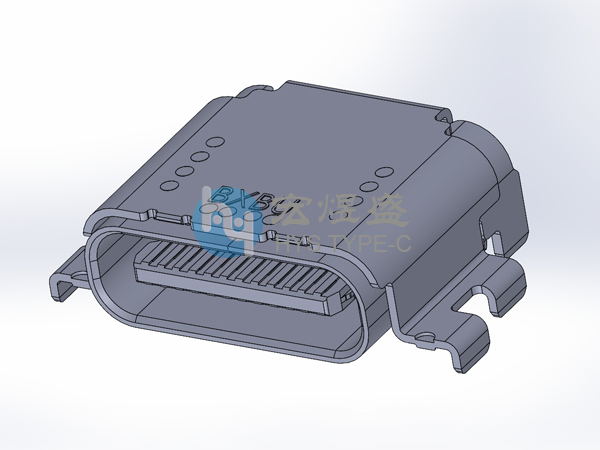 24P沉板1.32六脚插板Type C母座有后盖双壳SMT 8.21L