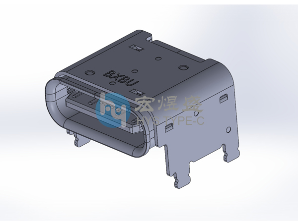 Type-C母座16P板上垫高1.90mm(CH=3.50)8.0L