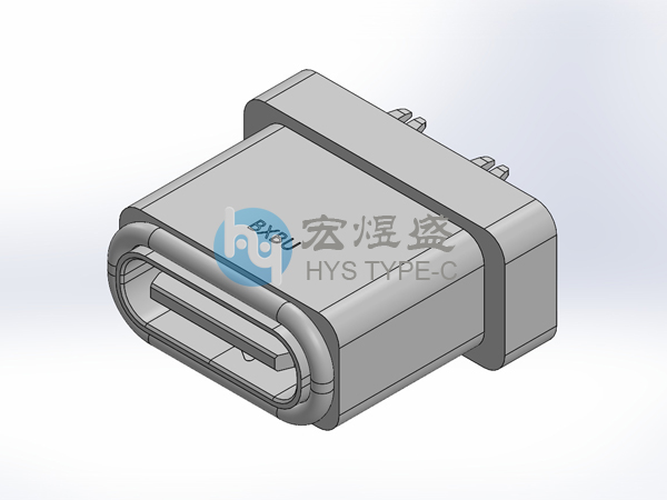 防水TYPE-C母座14P立式插板DIP10.5H IPX7