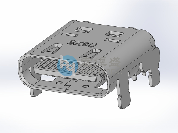 USB4.0 TYPE-C母座24P板上型四脚插板SMT有柱带弹 8.17L