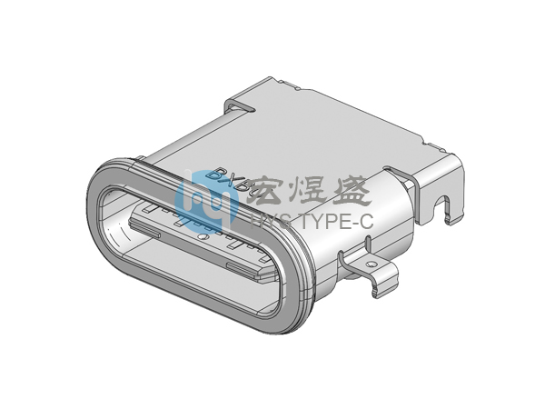 Type-C母座防水24P 板上四脚插板 沉板1.4mm DIP+SMT 9.65L IPX7