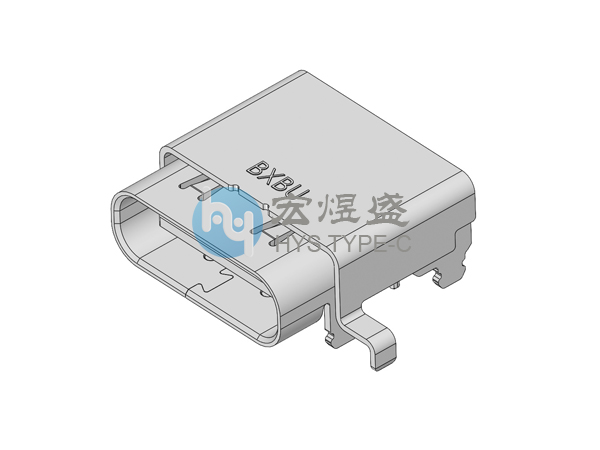 USB 4.0 TYPE-C母座24P双壳 板上六脚插板锡脚0.9, 9.17L