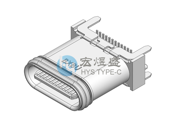 防水24P立式四脚插板SMT Type-c 母座 带柱 长度10.0L IP68