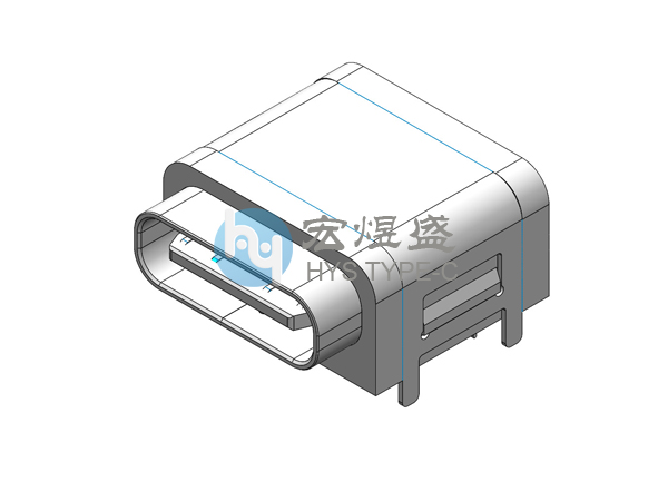 防水Type-C母座24P四脚插板DIP+SMT 带柱 10.35L IPX7