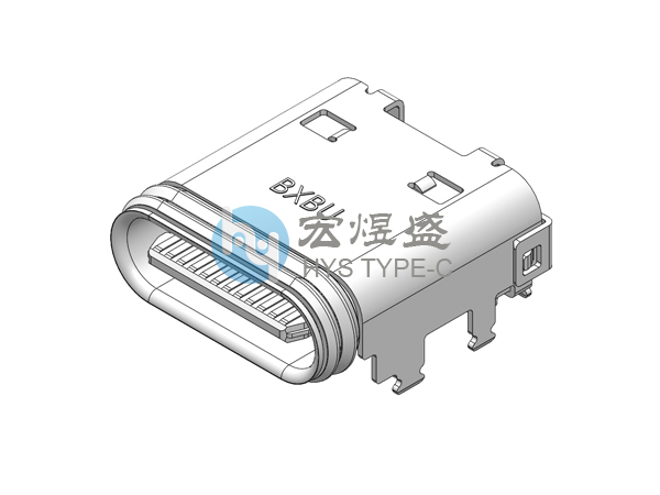 24P防水Type-C母座 板上六脚插板DIP＋SMT带柱10.05L IPX7
