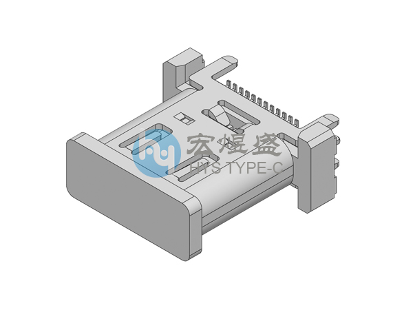 TYPE-C母座24P立式SMT四脚插板9.97H