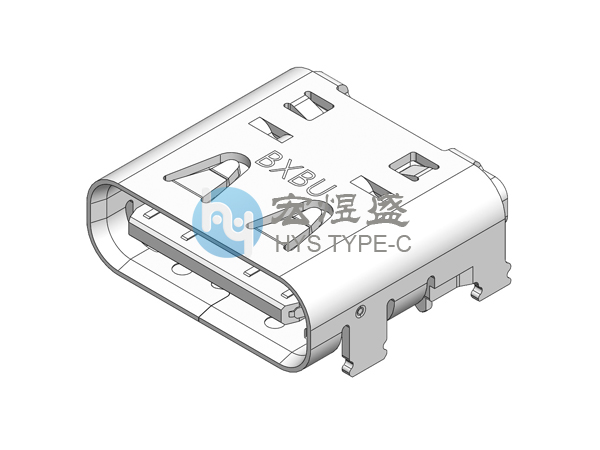 Type-C母座24P 板上四脚插板SMT 带弹 带柱半柱 8.17L