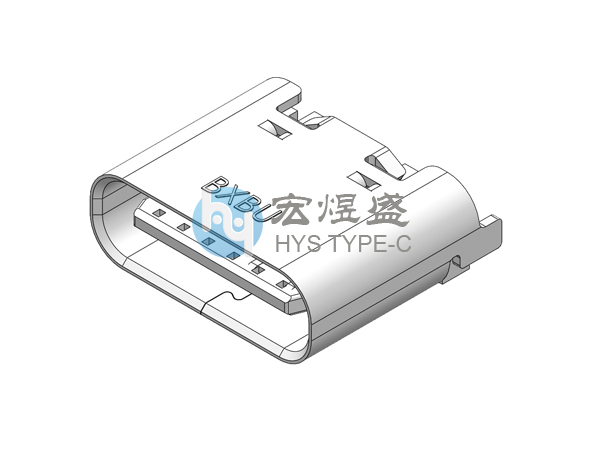 Type-c母座4P 立式两脚插板DIP