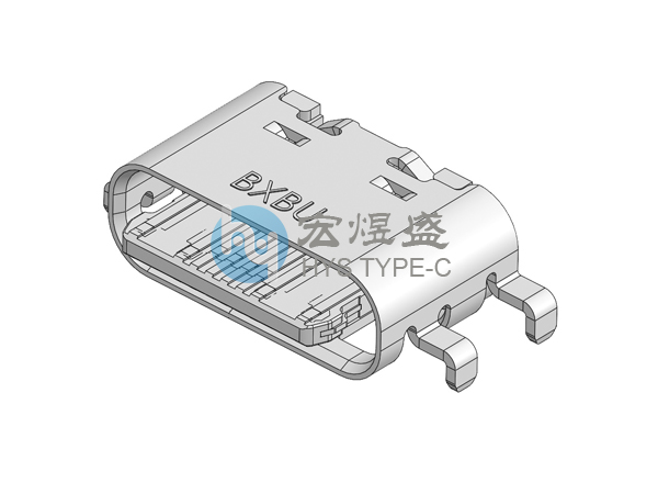 Type-c母座16P 沉板0.8mm 四脚插板SMT 舌头外露1.15mm 5.0L