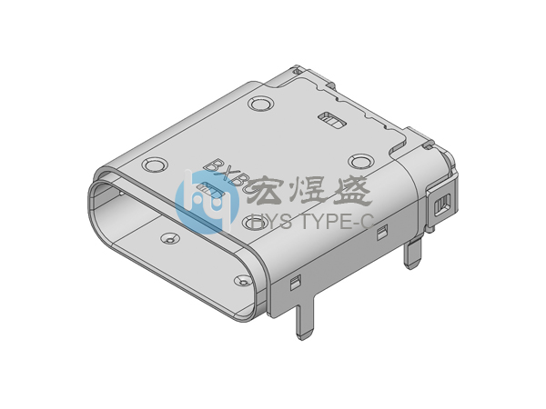 TYPE-C母座24P 板上四脚插板SMT 带柱 CH=1.53L 10.5L
