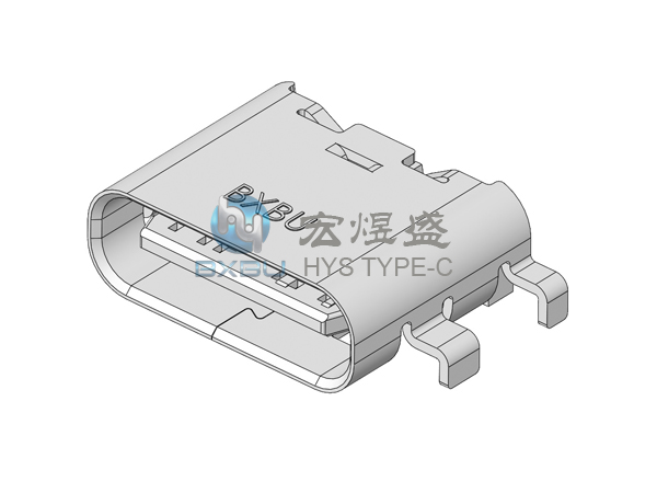 Type-c母座6P 四脚插板SMT 沉板0.8mm