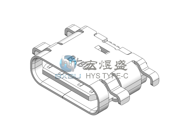 Type-c 16P 四脚插板SMT 沉板2.1mm 6.5L