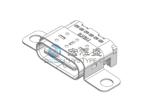 TYPE-C母座24P锁板式后两脚插板SMT 7.9L
