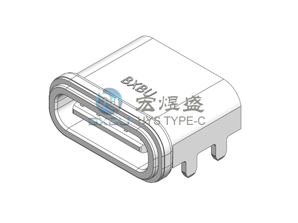 Type-c 防水母座 16P板上型四脚插板SMT 7.9L IPX7