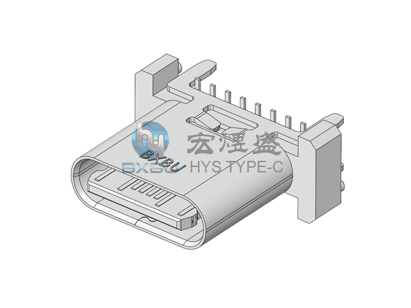 Type-c 16P 立式四脚插板SMT 带斜柱 9.3L