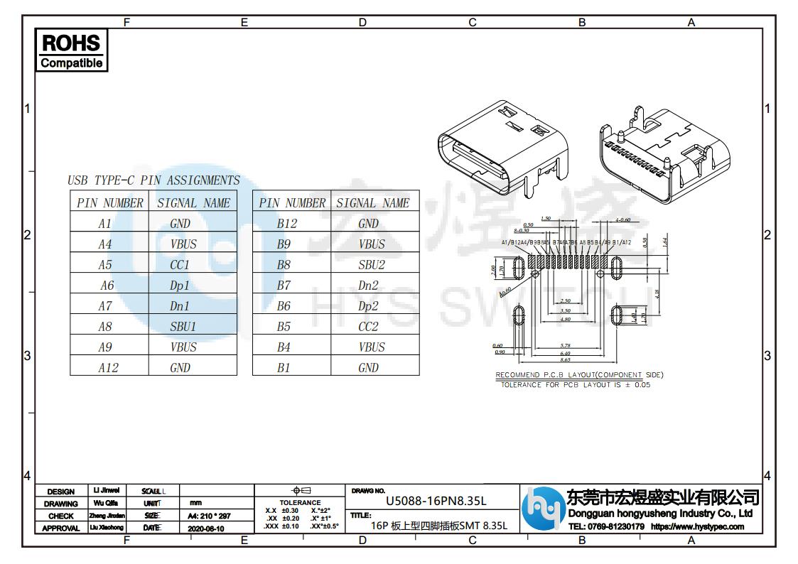 Type-C16P母座尺寸图