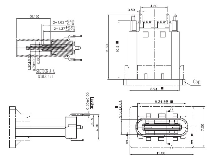 usb type c母座USB-C-2规格书