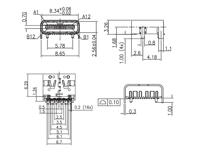 usb type c母座USB-C-4规格书