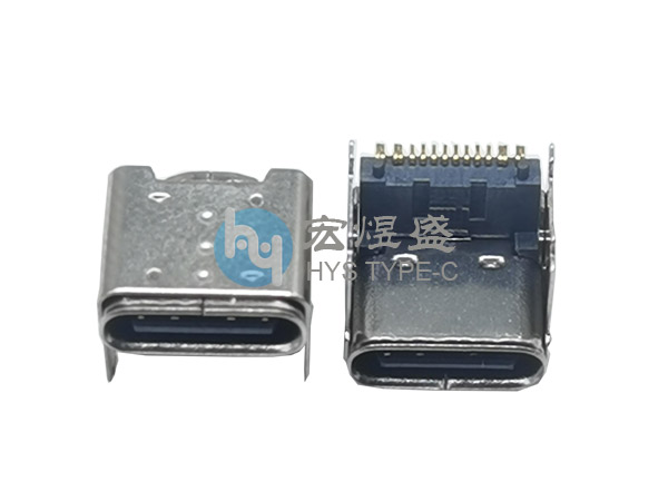 Type-C母座16P板上型垫高4.32 卷边 CH=5.9 8.0L