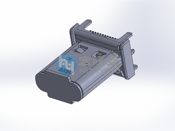 TYPE-C母座24P立式贴片四脚插板SMT 12.0H 仿Molex
