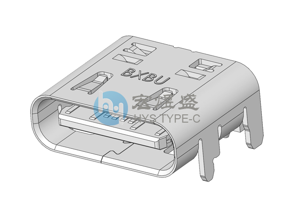TYPE-C母座16P板上四脚插板SMT 带弹带柱 7.35L