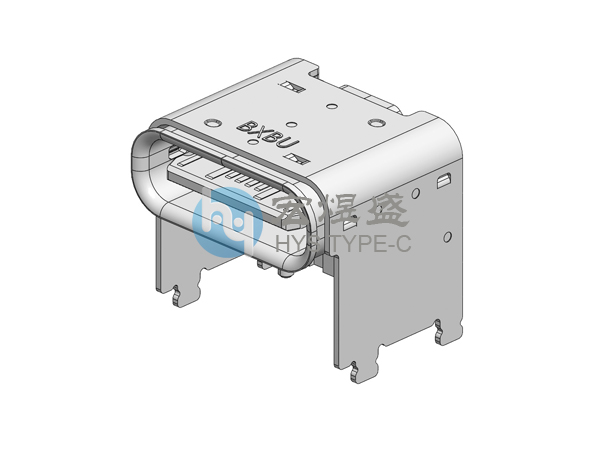 Type-C母座16P板上型垫高4.32 卷边 CH=5.9 8.0L