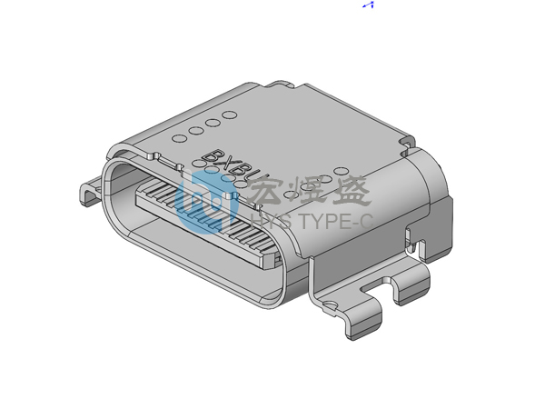 24P沉板1.32六脚插板Type C母座有后盖双壳SMT 8.21L