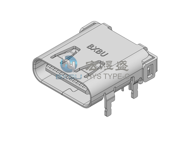 板上24P TYPE-C母座 四脚插板DIP+SMT带弹 针长1.6mm 9.87L