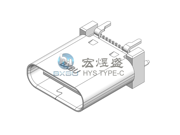 TYPE-C 24P 立式四脚插板SMT 10.0L