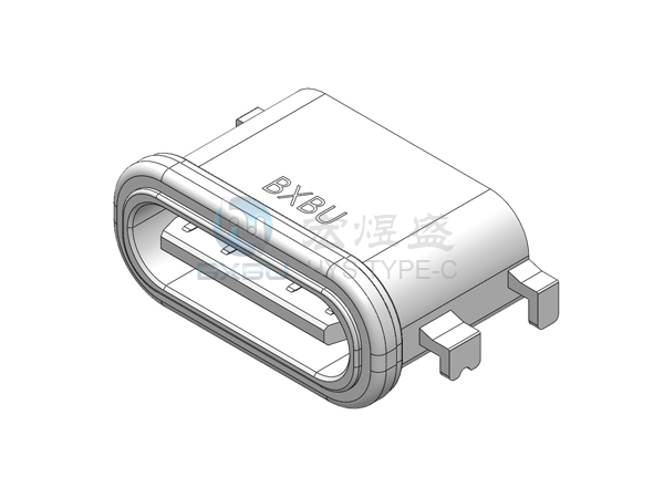 Type-c 防水16P 四脚插板SMT 沉板1.0mm 6.5L IP67