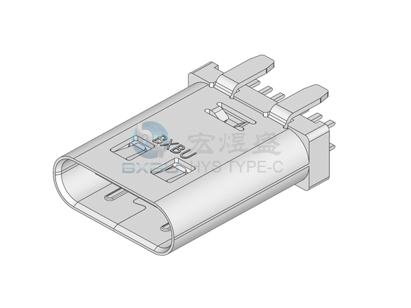 Type-c 16P 立式四脚插板DIP 带弹 11.5L