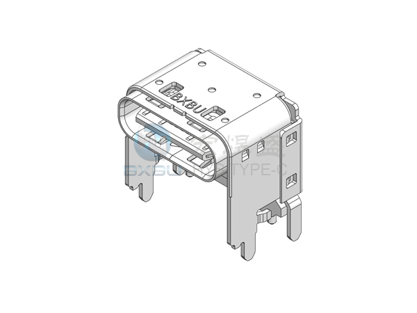 Type-c 16P 板上四脚插板SMT 带弹 带柱 CH=6.95mm 7.4L
