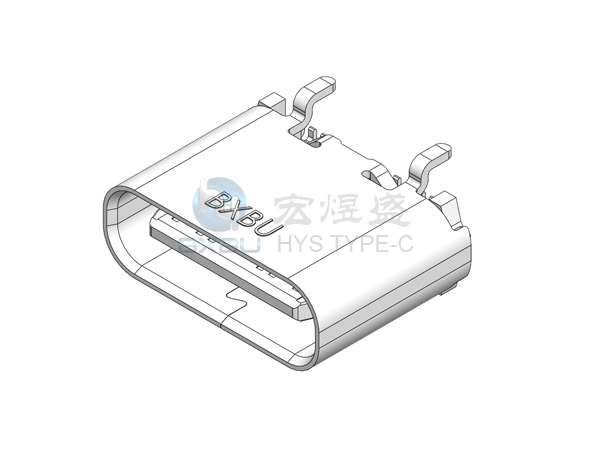 TYPE-C 24P 立式四脚插板SMT 带柱 6.5L