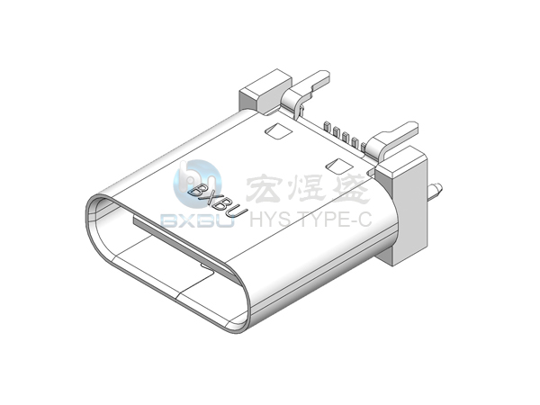 Type-c 16P 立式四脚插板SMT 带柱 10.0L