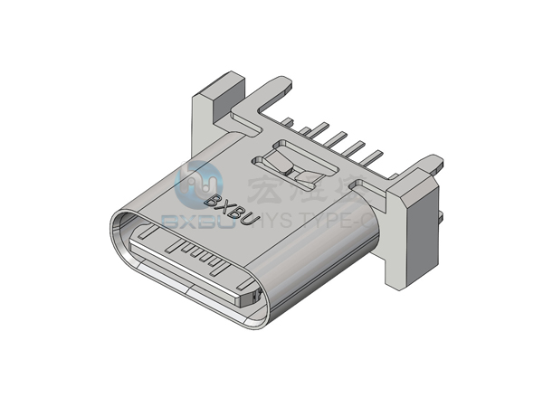 Type-c 16P 立式四脚插板SMT 带斜柱 9.3L