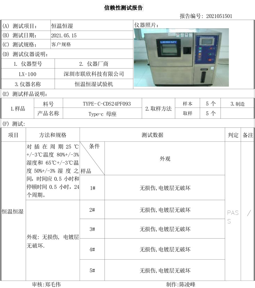 恒温恒湿测试报告